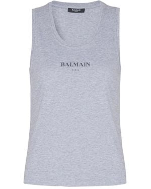 Balmain Top Con Stampa - Blu