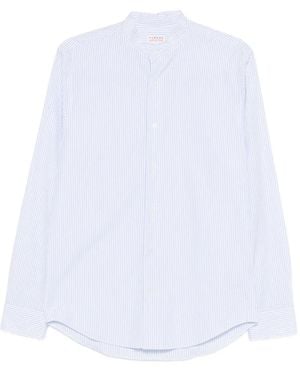 Fursac Striped Collarless Shirt - White