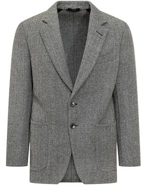 Tom Ford Gray Wool Jacket With Chevron Pattern