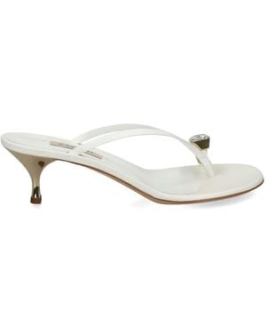 Casadei Crystal-Embellished Leather Sandals - White