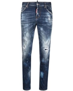 DSquared² Distressed-Effect Cropped Jeans - Blue