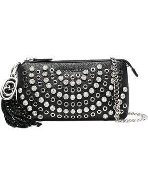 La Carrie Studded Tassel Cross Body Bag - Black