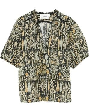 Ba&sh Pueblo Puff-Sleeve Floral-Print Blouse - Green