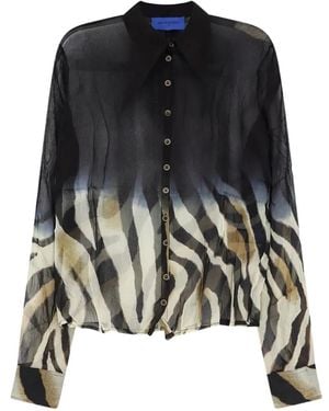 Mes Demoiselles Zebra-Print Pointed-Collar Shirt - Black