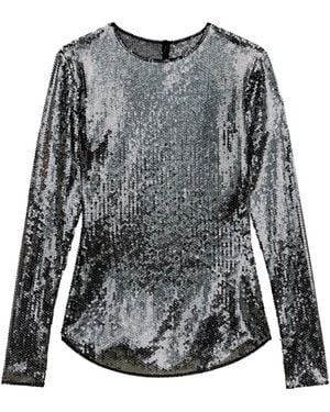 Isabel Marant Hilda Sequin Long-Sleeve Top - Black