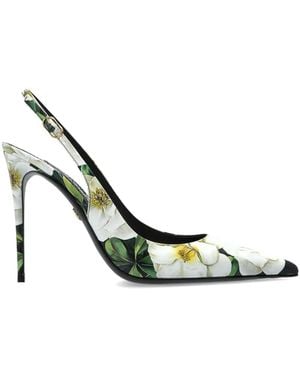 Dolce & Gabbana Printed Leather Slingback Court Shoes - Metallic