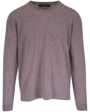 Kinross Cashmere V-Neck Jumper - Purple