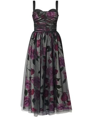 Erdem チュールオーバーレイ ドレス - ブルー