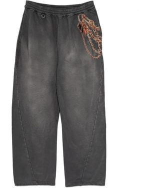 Doublet Chain-Embroidery Track Trousers - Grey