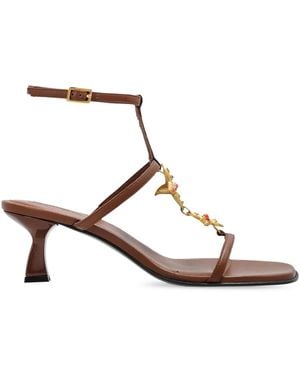 NODALETO Leather Sandals - Brown