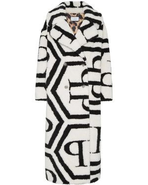 Philipp Plein Monogram Faux-Fur Coat - White
