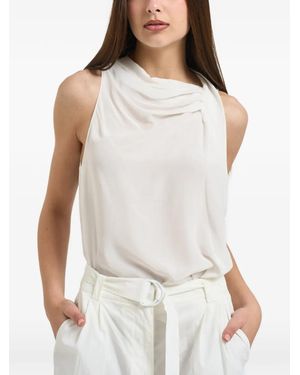 Patrizia Pepe Draped Sleeveless Blouse - White