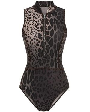Cynthia Rowley Carve Leopard-Print Swimsuit - Black