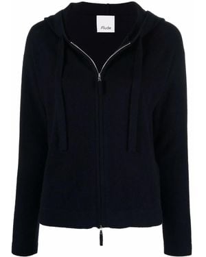 Allude Zipped-Up Wool Hoodie - Black
