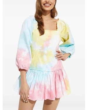 LoveShackFancy Chai Tie-Dye Mini Dress - White