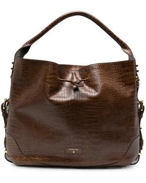 Patrizia Pepe Croc-Effect Leather Tote Bag - Brown