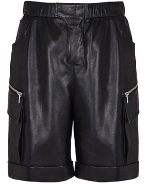 Balmain Cargo-Shorts Aus Leder - Schwarz