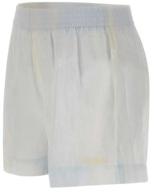 MC2 Saint Barth St. Tropez-Print Ramie Shorts - White