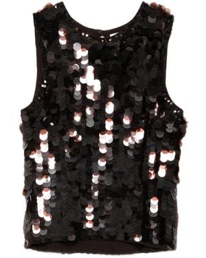 P.A.R.O.S.H. Top Met Pailletten - Zwart