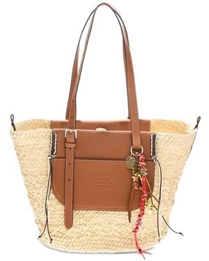 CUBA LAB Tropicana Raffia Shoulder Bag - Brown