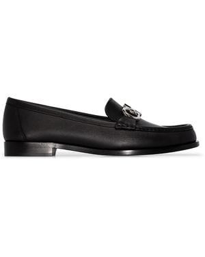 Ferragamo Black Leather Polo Leather Loafers