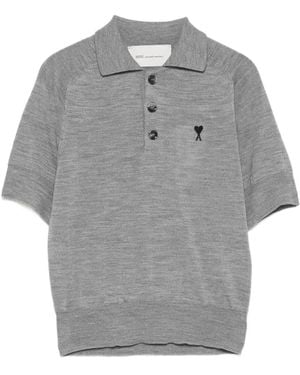 Ami Paris Poloshirt mit Logo-Stickerei - Grau