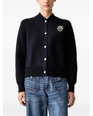 Morgan Logo-Patch Button-Up Cardigan - Blue