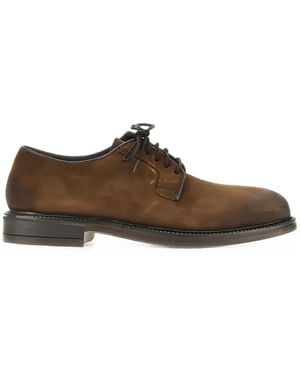 Calce Stringate Suede Derby Shoes - Brown