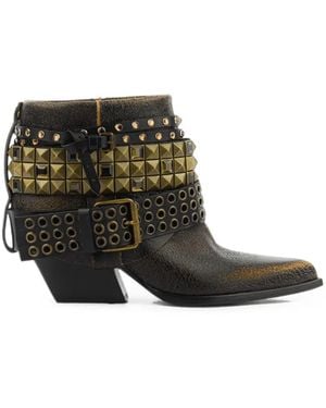 Elena Iachi Petra Stud-Embellished Leather Ankle Boots - Black