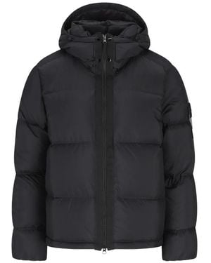 Stone Island Compass-Patch Padded Hooded Coat - Black