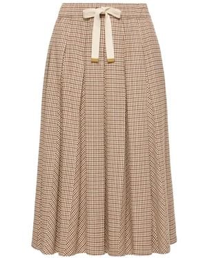 Moncler Microcheck Midi Wool Skirt - Natural