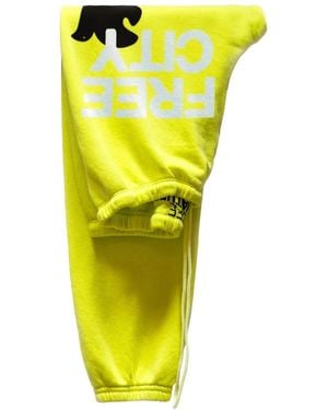 Freecity Drawstring Print Track-Pants - Yellow