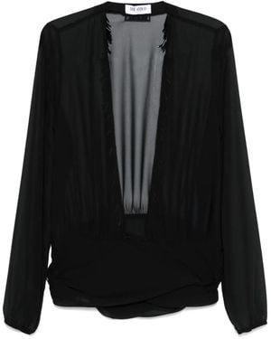 The Attico Blouse With Deep Neckline - Black