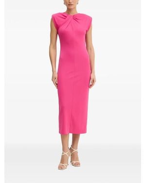 Fracomina Twisted-Neckline Sleeveless Midi Dress - Pink