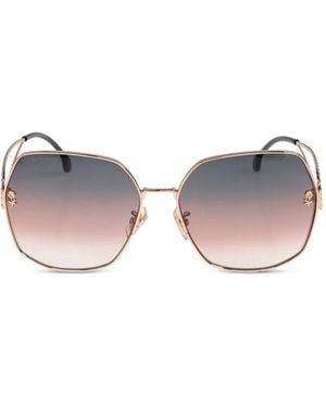 Etro Floral-Detail Geometric-Frame Sunglasses - Pink
