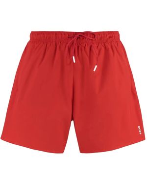 BOSS Drawstring Swim Shorts - Red