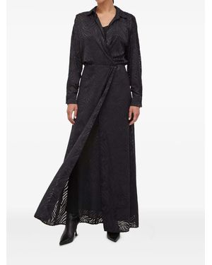 Pinko Patterned Wrap Maxi Dress - Black