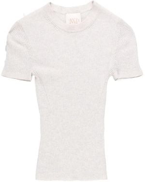 Twp Tease Tee Ribbed-Knit T-Shirt - White