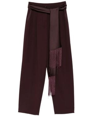Imperial Fringe-Detail Wide-Leg Pants - Purple
