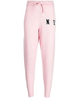Joshua Sanders Patterned Intarsia-Knit Tapered Track Trousers - Pink