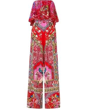 CAMILLA Strapless Frill Jumpsuit - Red