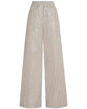 Brunello Cucinelli Dazzling Stripes Pyjama-Style Trousers - White