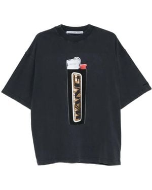 Alexander Wang Rhinestone-Embellished Graphic-Print T-Shirt - Blue