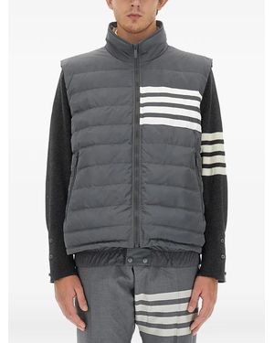 Thom Browne Padded Vest With High Collar And Signature Stripes - Grey