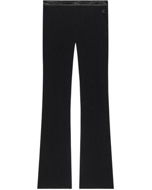 Courreges Pantalon En Maille Nervurée À Bord En Vinyle - Black