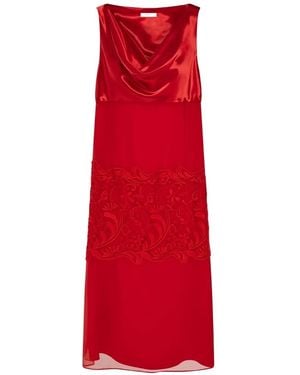 Ferragamo Silk Dress With Drape Detail - Red