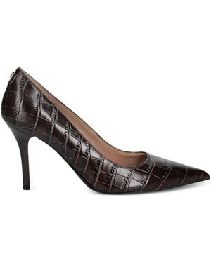 Guess Pointy Crocodile Court Shoes - Brown