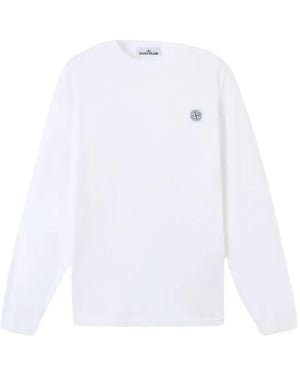Stone Island ロゴ ロングtシャツ - ホワイト