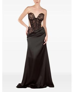 ANDREEA VENECIUC Noemie Lace-Panelled Gown - Black