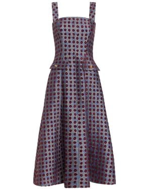 Markarian Birdie Floral-Jacquard Midi Dress - Purple